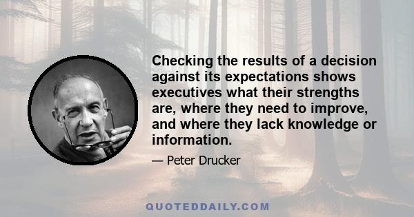 Checking the results of a decision against its expectations shows executives what their strengths are, where they need to improve, and where they lack knowledge or information.