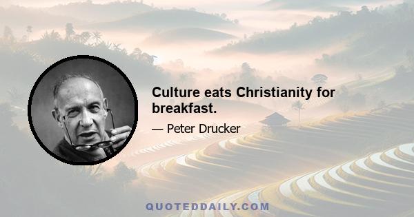 Culture eats Christianity for breakfast.