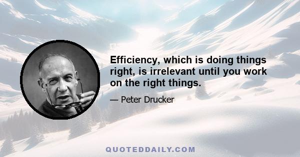 Efficiency, which is doing things right, is irrelevant until you work on the right things.