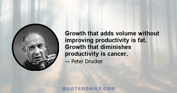 Growth that adds volume without improving productivity is fat. Growth that diminishes productivity is cancer.