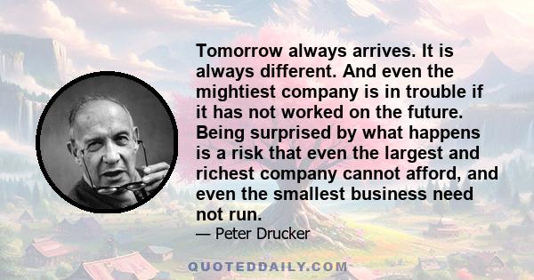 Tomorrow always arrives. It is always different. And even the mightiest company is in trouble if it has not worked on the future. Being surprised by what happens is a risk that even the largest and richest company