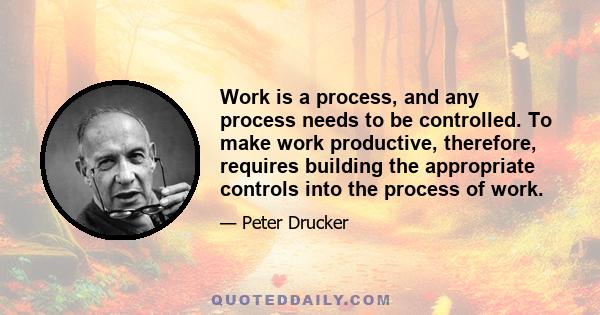 Work is a process, and any process needs to be controlled. To make work productive, therefore, requires building the appropriate controls into the process of work.