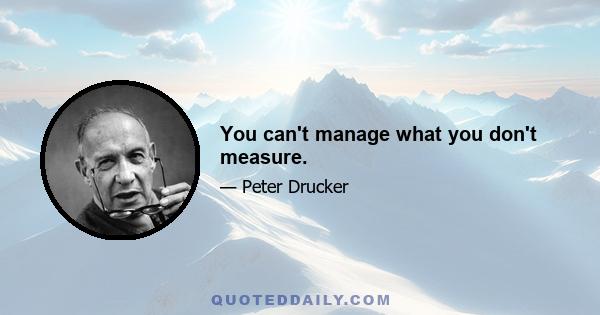 You can't manage what you don't measure.