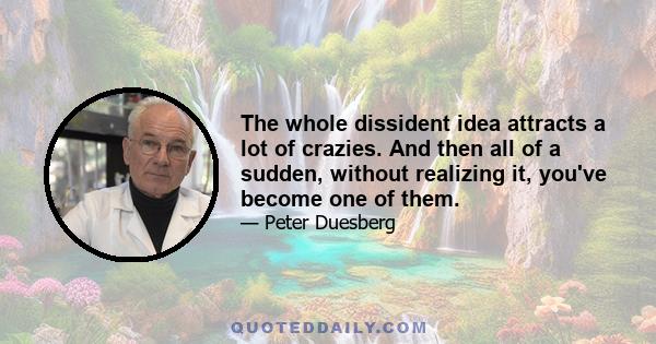 The whole dissident idea attracts a lot of crazies. And then all of a sudden, without realizing it, you've become one of them.