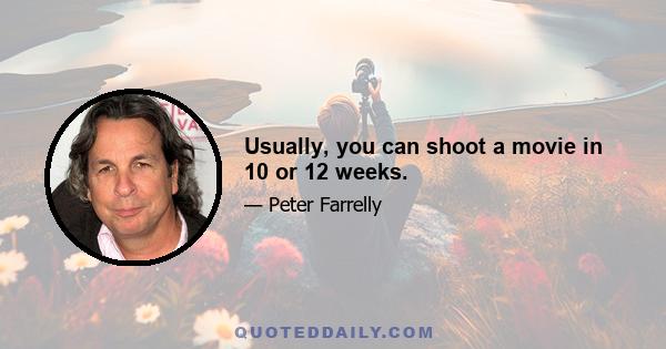 Usually, you can shoot a movie in 10 or 12 weeks.