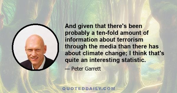 And given that there's been probably a ten-fold amount of information about terrorism through the media than there has about climate change; I think that's quite an interesting statistic.