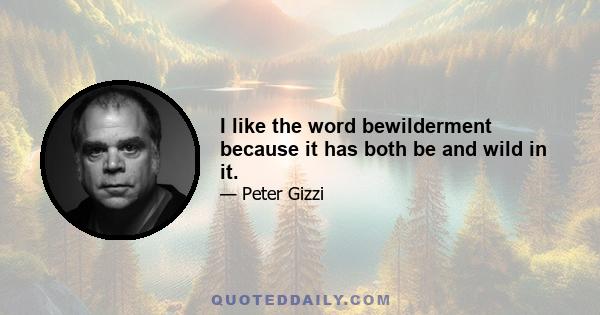 I like the word bewilderment because it has both be and wild in it.