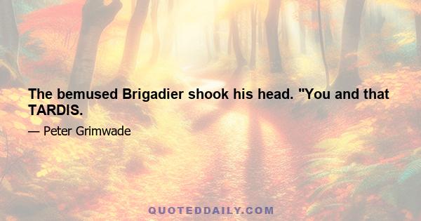 The bemused Brigadier shook his head. You and that TARDIS.