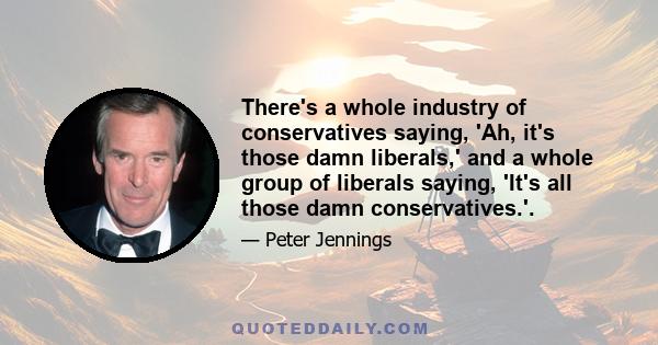 There's a whole industry of conservatives saying, 'Ah, it's those damn liberals,' and a whole group of liberals saying, 'It's all those damn conservatives.'.