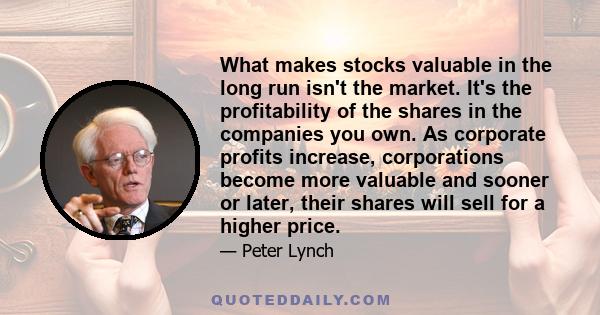 What makes stocks valuable in the long run isn't the market. It's the profitability of the shares in the companies you own. As corporate profits increase, corporations become more valuable and sooner or later, their