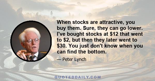 When stocks are attractive, you buy them. Sure, they can go lower. I've bought stocks at $12 that went to $2, but then they later went to $30. You just don't know when you can find the bottom.