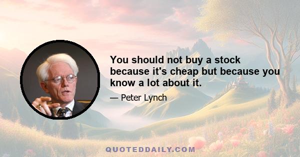 You should not buy a stock because it's cheap but because you know a lot about it.