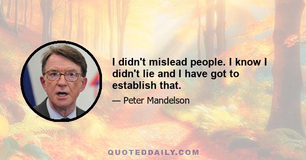 I didn't mislead people. I know I didn't lie and I have got to establish that.