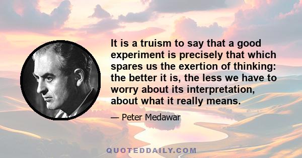 It is a truism to say that a good experiment is precisely that which spares us the exertion of thinking: the better it is, the less we have to worry about its interpretation, about what it really means.