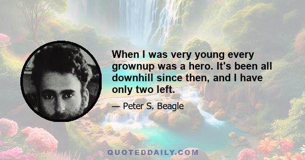 When I was very young every grownup was a hero. It's been all downhill since then, and I have only two left.