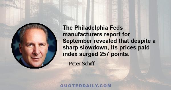 The Philadelphia Feds manufacturers report for September revealed that despite a sharp slowdown, its prices paid index surged 257 points.