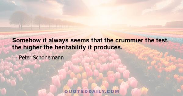 Somehow it always seems that the crummier the test, the higher the heritability it produces.