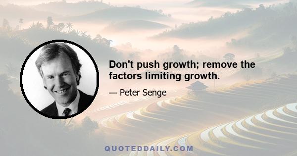 Don't push growth; remove the factors limiting growth.