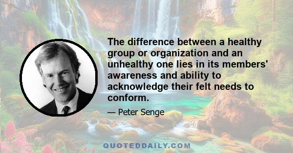 The difference between a healthy group or organization and an unhealthy one lies in its members' awareness and ability to acknowledge their felt needs to conform.