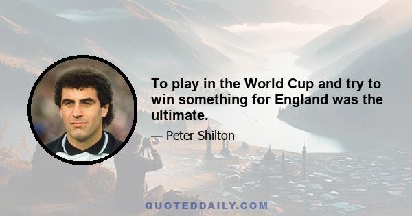 To play in the World Cup and try to win something for England was the ultimate.