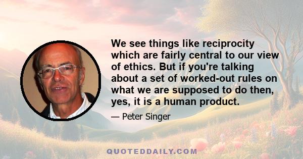 We see things like reciprocity which are fairly central to our view of ethics. But if you're talking about a set of worked-out rules on what we are supposed to do then, yes, it is a human product.