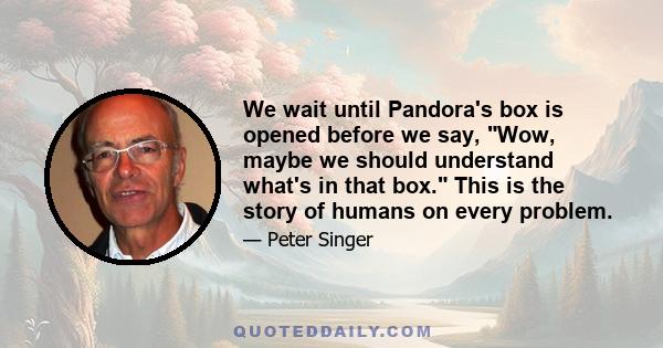 We wait until Pandora's box is opened before we say, Wow, maybe we should understand what's in that box. This is the story of humans on every problem.