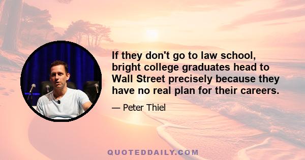 If they don't go to law school, bright college graduates head to Wall Street precisely because they have no real plan for their careers.