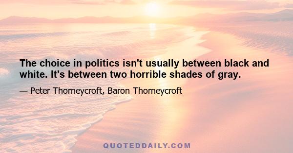 The choice in politics isn't usually between black and white. It's between two horrible shades of gray.