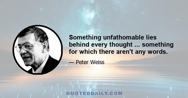 Something unfathomable lies behind every thought ... something for which there aren't any words.