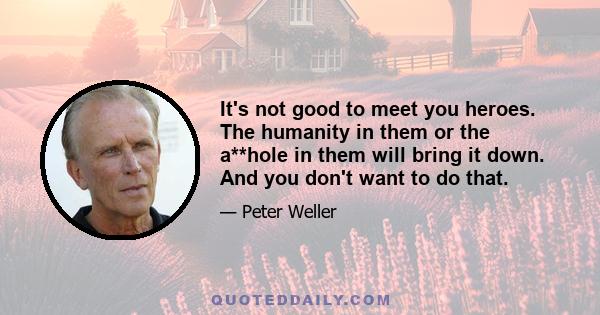 It's not good to meet you heroes. The humanity in them or the a**hole in them will bring it down. And you don't want to do that.