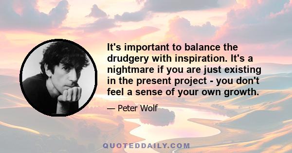 It's important to balance the drudgery with inspiration. It's a nightmare if you are just existing in the present project - you don't feel a sense of your own growth.