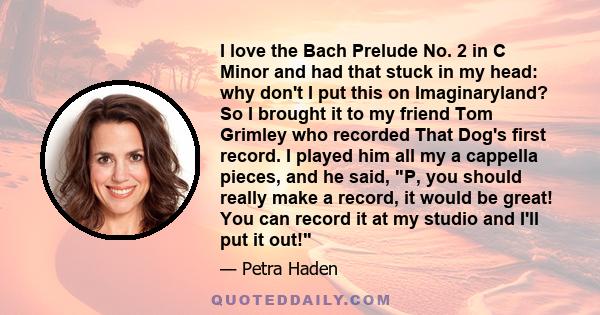 I love the Bach Prelude No. 2 in C Minor and had that stuck in my head: why don't I put this on Imaginaryland? So I brought it to my friend Tom Grimley who recorded That Dog's first record. I played him all my a