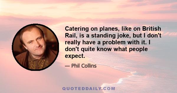 Catering on planes, like on British Rail, is a standing joke, but I don't really have a problem with it. I don't quite know what people expect.