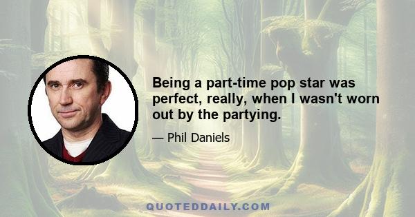 Being a part-time pop star was perfect, really, when I wasn't worn out by the partying.