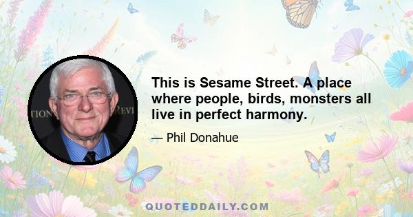 This is Sesame Street. A place where people, birds, monsters all live in perfect harmony.