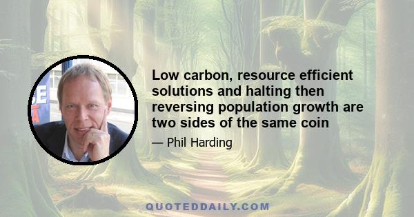 Low carbon, resource efficient solutions and halting then reversing population growth are two sides of the same coin