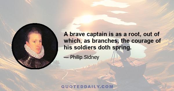 A brave captain is as a root, out of which, as branches, the courage of his soldiers doth spring.