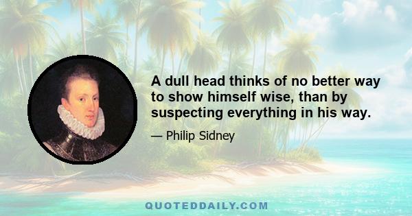 A dull head thinks of no better way to show himself wise, than by suspecting everything in his way.