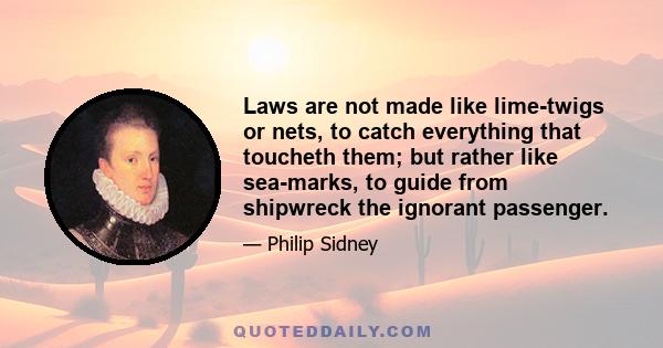 Laws are not made like lime-twigs or nets, to catch everything that toucheth them; but rather like sea-marks, to guide from shipwreck the ignorant passenger.