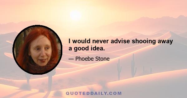 I would never advise shooing away a good idea.