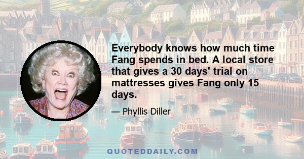 Everybody knows how much time Fang spends in bed. A local store that gives a 30 days' trial on mattresses gives Fang only 15 days.