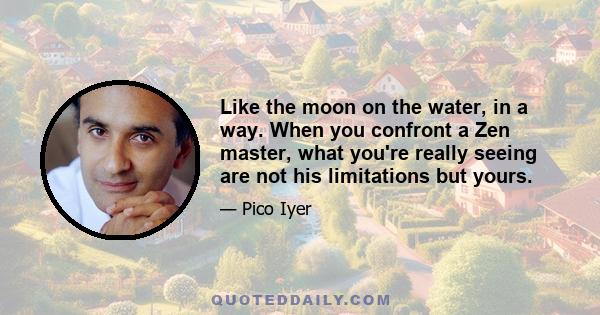 Like the moon on the water, in a way. When you confront a Zen master, what you're really seeing are not his limitations but yours.