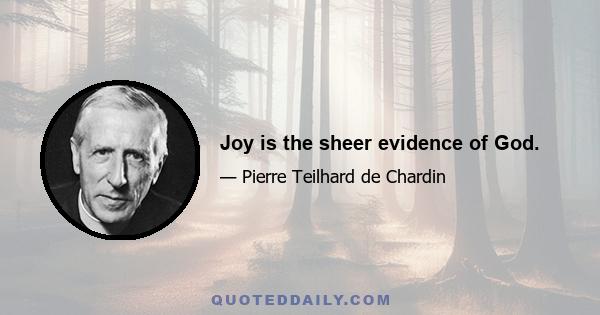 Joy is the sheer evidence of God.