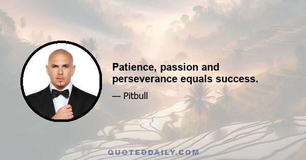 Patience, passion and perseverance equals success.