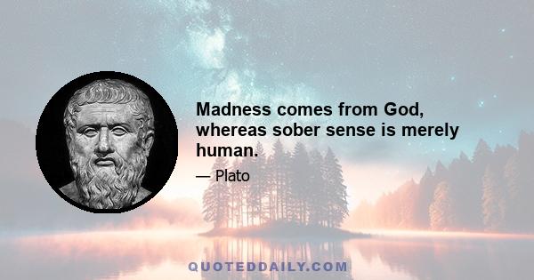 Madness comes from God, whereas sober sense is merely human.