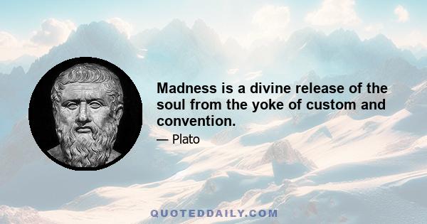 Madness is a divine release of the soul from the yoke of custom and convention.