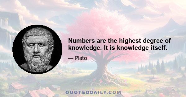 Numbers are the highest degree of knowledge. It is knowledge itself.