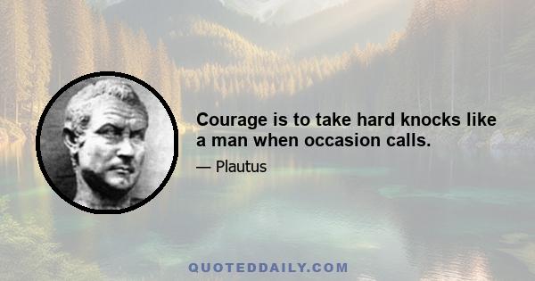 Courage is to take hard knocks like a man when occasion calls.