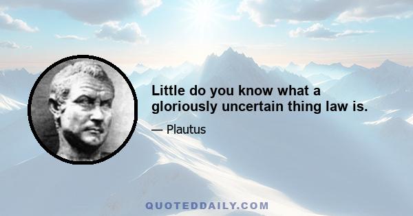 Little do you know what a gloriously uncertain thing law is.