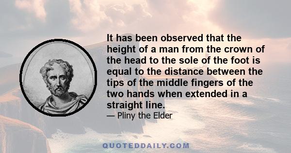 It has been observed that the height of a man from the crown of the head to the sole of the foot is equal to the distance between the tips of the middle fingers of the two hands when extended in a straight line.